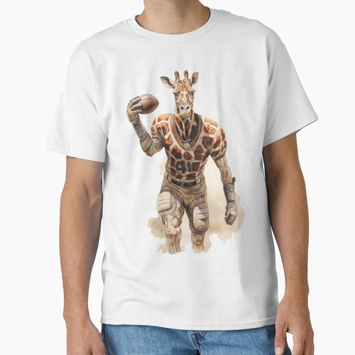 Giraffe As American Football Player T-Shirt - Custom Art Print Unisex - T-Shirt, Sweatshirt, Hoodie