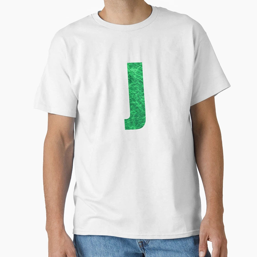 Letter J Green Water Wave Ocean Art T-Shirt - Unique Graphic Men Women - T-Shirt, Sweatshirt, Hoodie