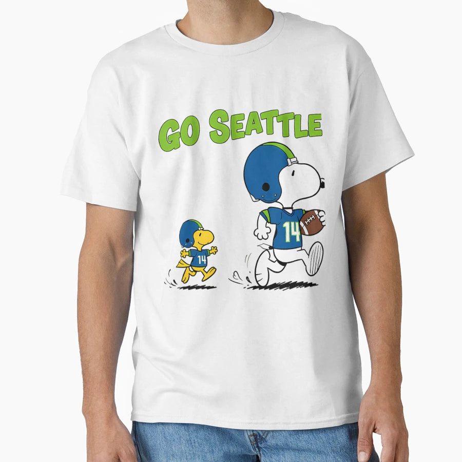 Seattle Seahawks Snoopy And T-Shirt - Aesthetic Graphic for Adults - T-Shirt, Sweatshirt, Hoodie