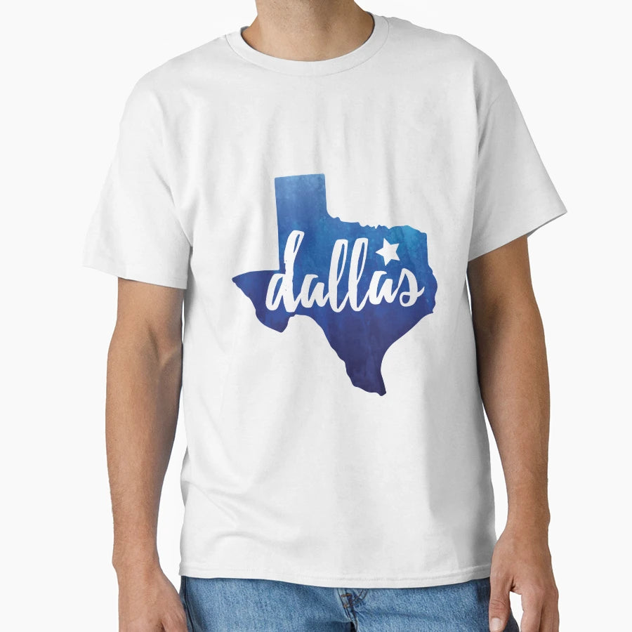 Dallas Texas Blue Watercolor T-Shirt - Minimalist Print Men Women - T-Shirt, Sweatshirt, Hoodie