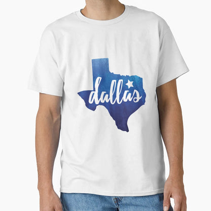 Dallas Texas Blue Watercolor T-Shirt - Minimalist Print Men Women - T-Shirt, Sweatshirt, Hoodie