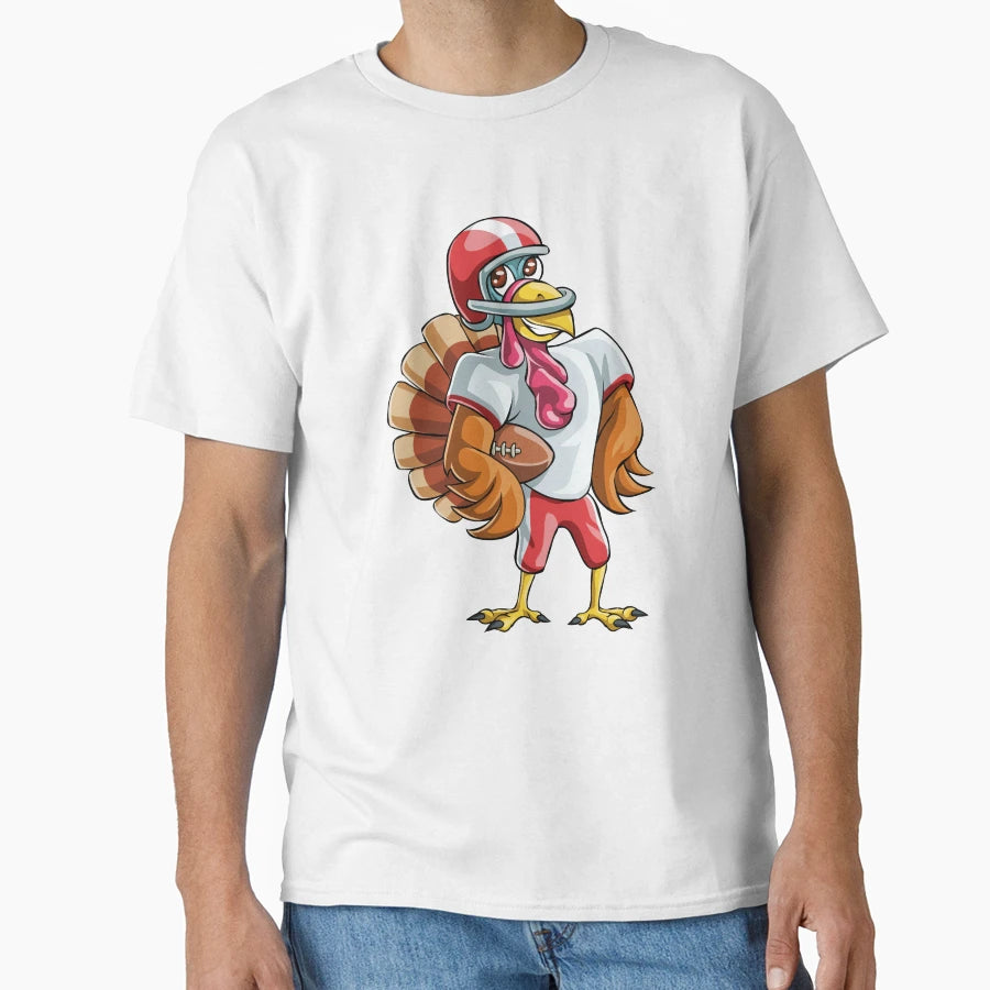 Thanksgiving Turkey Football T-Shirt - Casual Everyday Wear Men Women - T-Shirt, Sweatshirt, Hoodie
