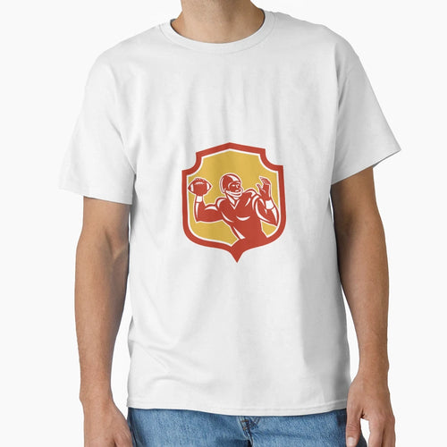 American Football Quarterback Shield T-Shirt - Novelty Apparel for Adults - T-Shirt, Sweatshirt, Hoodie
