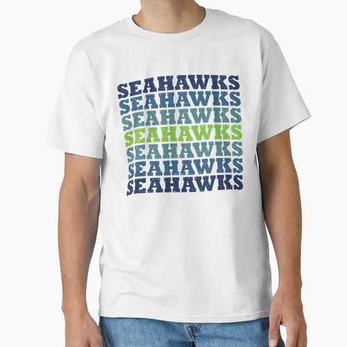 Sea Hawks Distressed Repeated Gradient T-Shirt - Novelty Apparel for Adults - T-Shirt, Sweatshirt, Hoodie