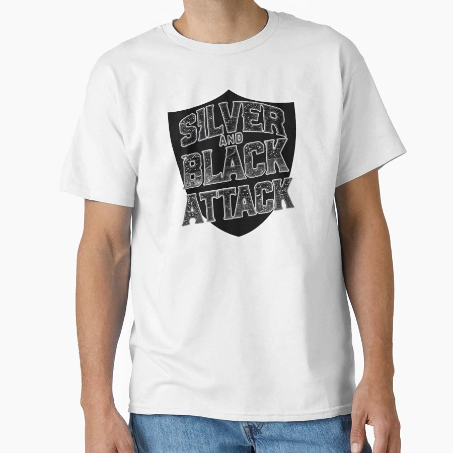 Silver And Black Attack Shield 2 T-Shirt - Custom Art Print Men Women - T-Shirt, Sweatshirt, Hoodie
