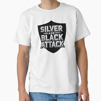 Silver And Black Attack Shield T-Shirt - Unique Graphic for Adults - T-Shirt, Sweatshirt, Hoodie