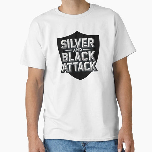 Silver And Black Attack Shield T-Shirt - Unique Graphic for Adults - T-Shirt, Sweatshirt, Hoodie