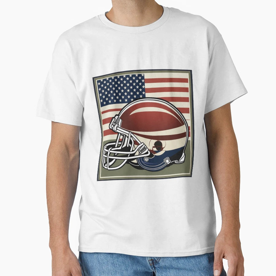 Usa American Football Flag Helmet T-Shirt - Trendy Graphic for Adults - T-Shirt, Sweatshirt, Hoodie
