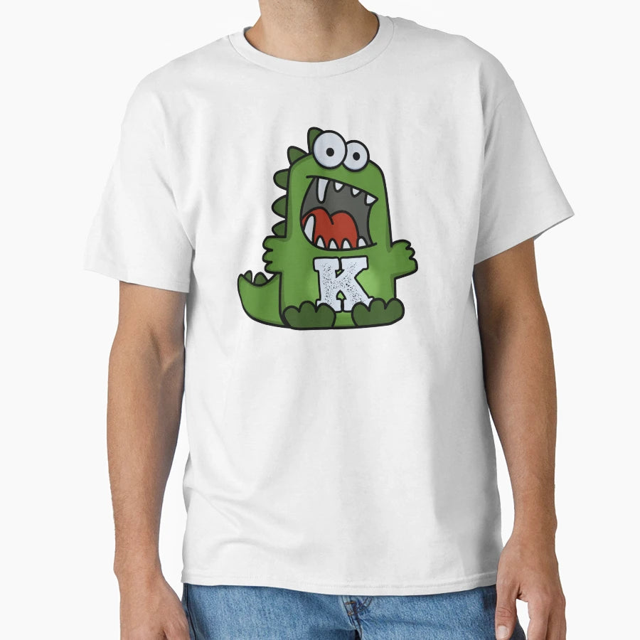Alphabet Letter K Rawrsome Green Dinosaur T-Shirt - Graphic Print Men Women - T-Shirt, Sweatshirt, Hoodie