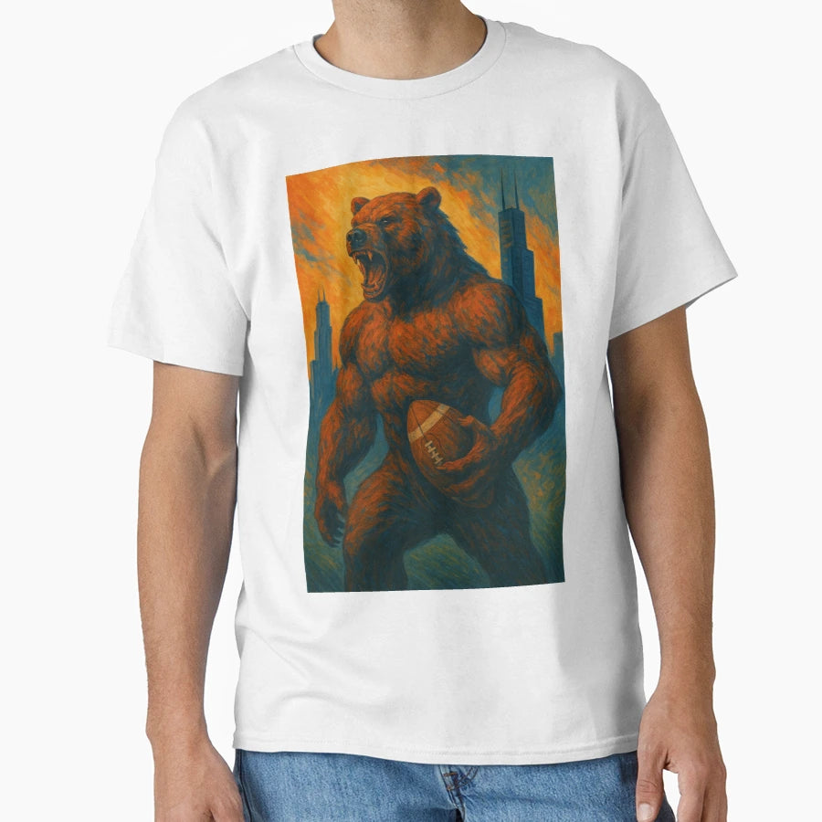 Chicago Football V4 T-Shirt - Unique Graphic for Adults - T-Shirt, Sweatshirt, Hoodie