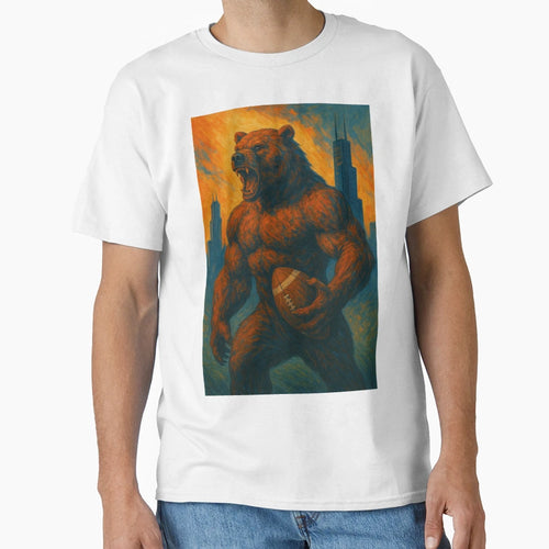 Chicago Football V4 T-Shirt - Unique Graphic for Adults - T-Shirt, Sweatshirt, Hoodie