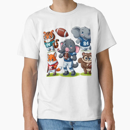 Animals Playing Football T-Shirt - Graphic Print Men Women - T-Shirt, Sweatshirt, Hoodie