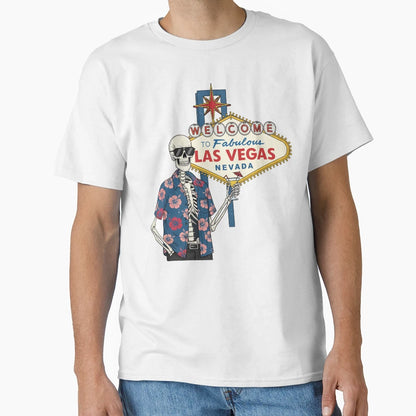 Skeleton Tourist Las Vegas Welcome Sign T-Shirt - Unique Graphic for Adults - T-Shirt, Sweatshirt, Hoodie