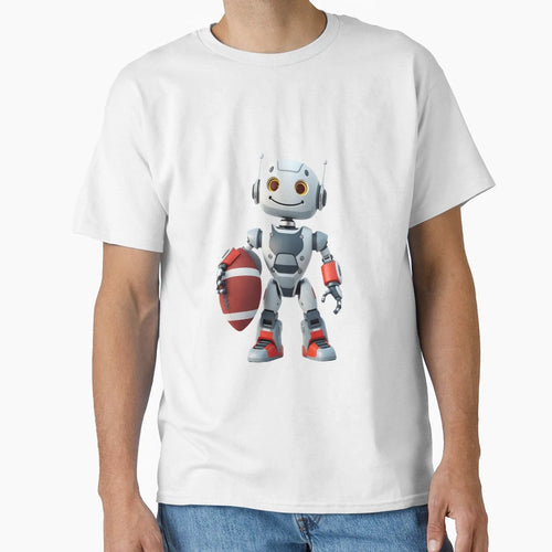 Smiling Robot Football Futuristic Ai T-Shirt - Trendy Graphic Men Women - T-Shirt, Sweatshirt, Hoodie