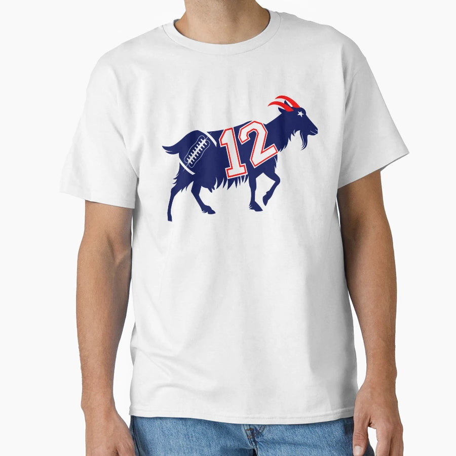 New England Football Goat 12 T-Shirt - Graphic Print Men Women - T-Shirt, Sweatshirt, Hoodie