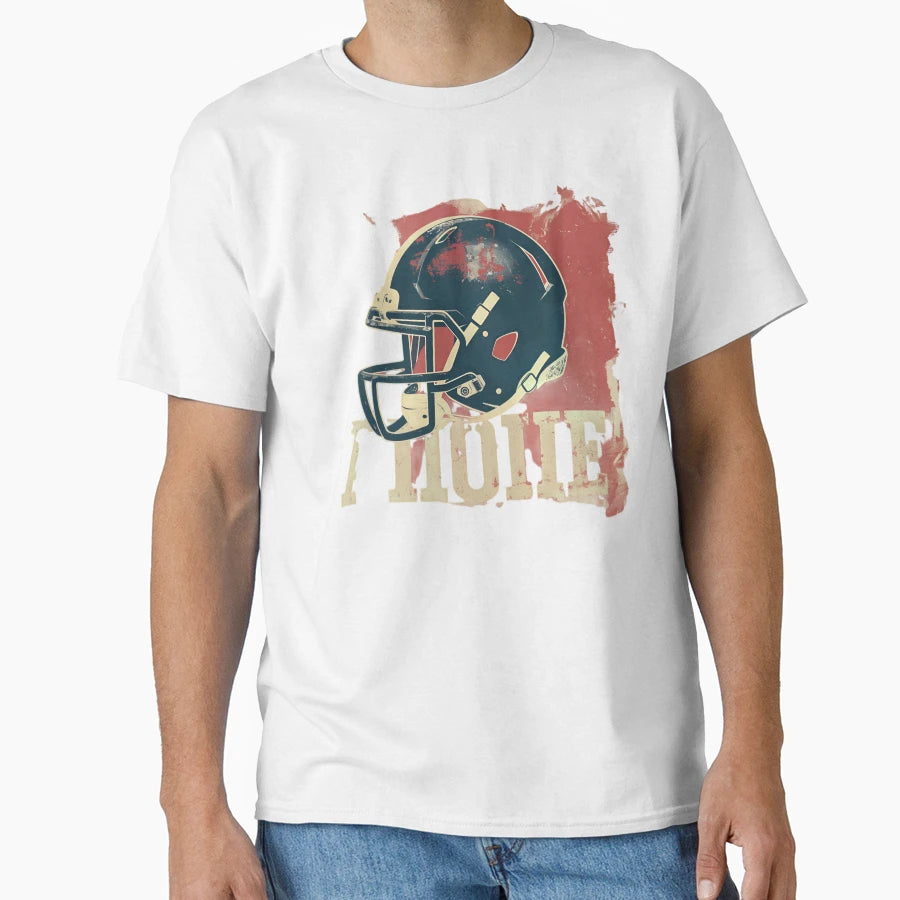 Grunge American Football Helmet Vector T-Shirt - Trendy Graphic for Adults - T-Shirt, Sweatshirt, Hoodie