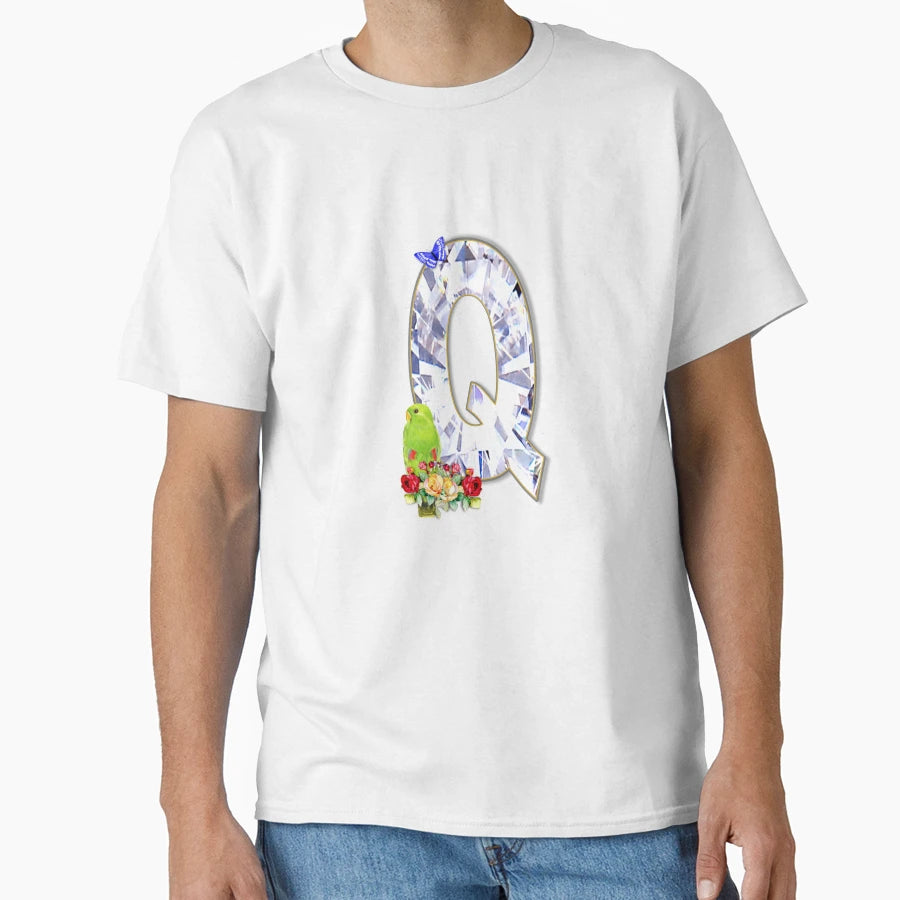 Name Initial Letter Q And Eclectus T-Shirt - Custom Art Print Men Women - T-Shirt, Sweatshirt, Hoodie