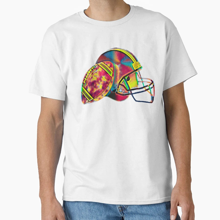 Football Helmet Ball Sport American T-Shirt - Custom Art Print Unisex - T-Shirt, Sweatshirt, Hoodie