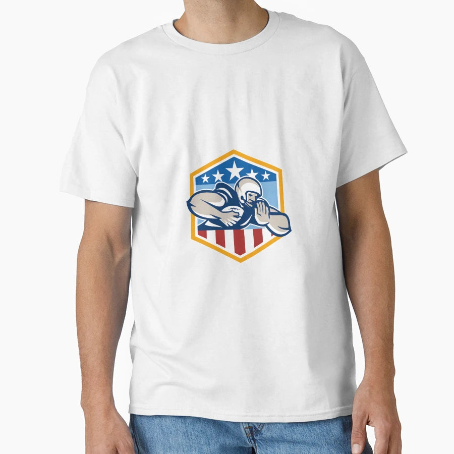 American Football Running Back Fend Off T-Shirt - Novelty Apparel Unisex - T-Shirt, Sweatshirt, Hoodie