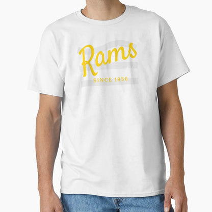 Yellow And Black Rams Logo T-Shirt - Novelty Apparel for Adults - T-Shirt, Sweatshirt, Hoodie