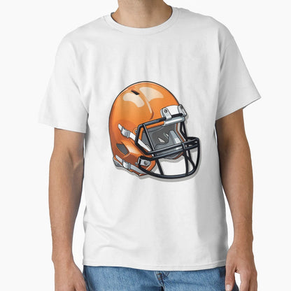 Orange Football Helmet T-Shirt - Minimalist Print Men Women - T-Shirt, Sweatshirt, Hoodie