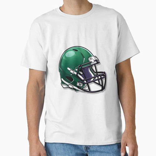 Green Football Helmet T-Shirt - Custom Art Print for Adults - T-Shirt, Sweatshirt, Hoodie