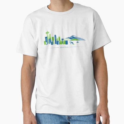Seattle Skyline Space Needle Mt T-Shirt - Unique Graphic for Adults - T-Shirt, Sweatshirt, Hoodie