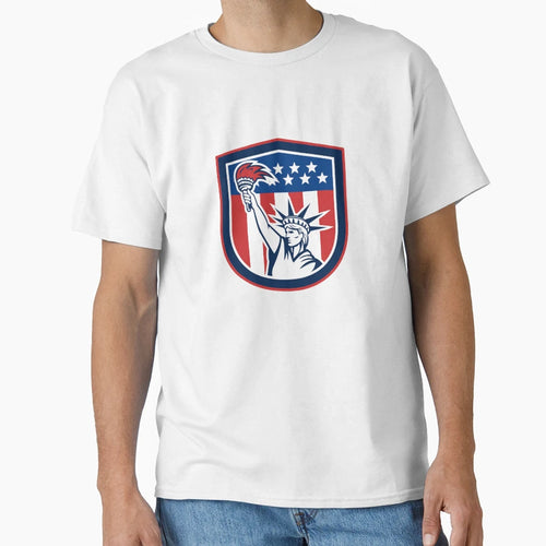 Statue Liberty Holding Flaming Torch T-Shirt - Aesthetic Graphic Men Women - T-Shirt, Sweatshirt, Hoodie