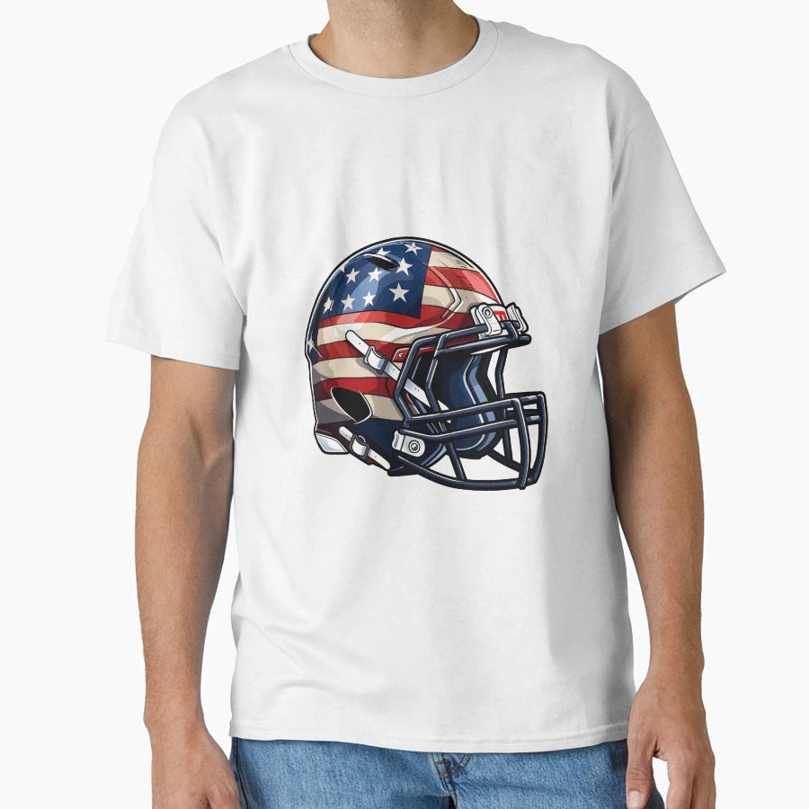 American Flag Football Helmet T-Shirt - Graphic Print Men Women - T-Shirt, Sweatshirt, Hoodie