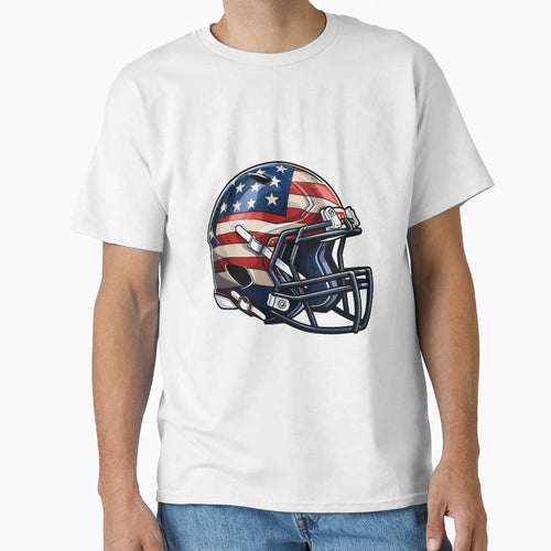 American Flag Football Helmet T-Shirt - Graphic Print Men Women - T-Shirt, Sweatshirt, Hoodie