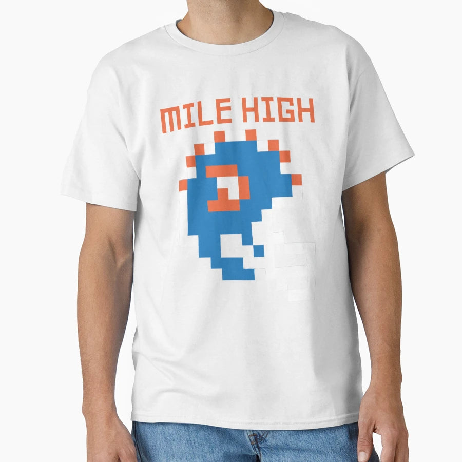 Broncos Mile High 8 Bit T-Shirt - Graphic Print Men Women - T-Shirt, Sweatshirt, Hoodie