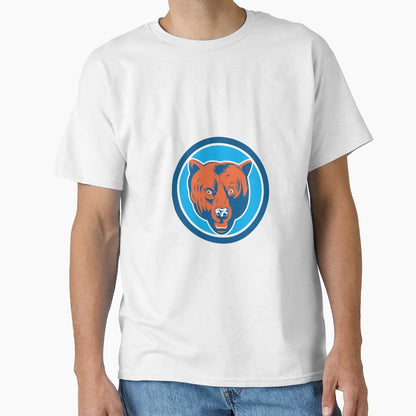 Grizzly Bear Head Front Circle T-Shirt - Streetwear Style for Adults - T-Shirt, Sweatshirt, Hoodie