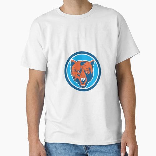 Grizzly Bear Head Front Circle T-Shirt - Streetwear Style for Adults - T-Shirt, Sweatshirt, Hoodie