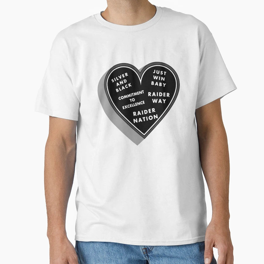 Raider Quotes Heart T-Shirt - Graphic Print Unisex - T-Shirt, Sweatshirt, Hoodie
