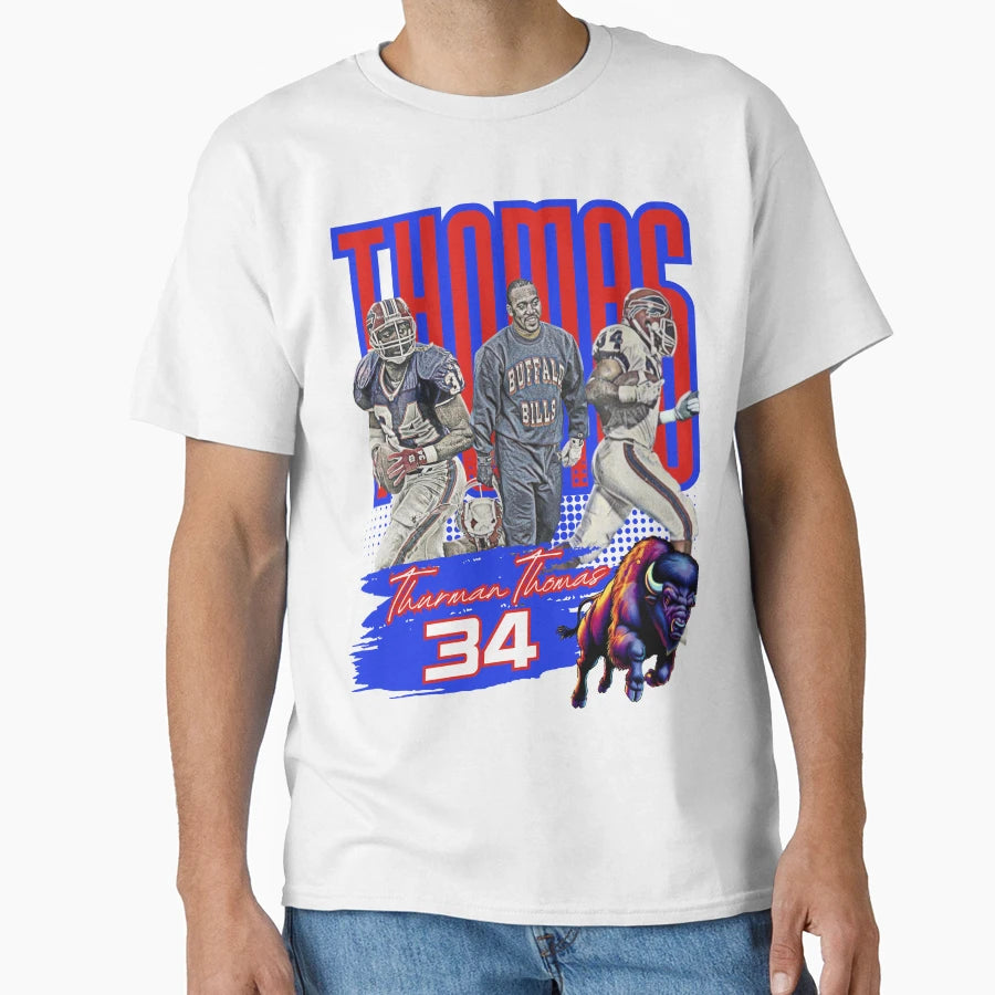 Thurman Thomas Buffalo Legend T-Shirt - Fun Novelty Design for Adults - T-Shirt, Sweatshirt, Hoodie