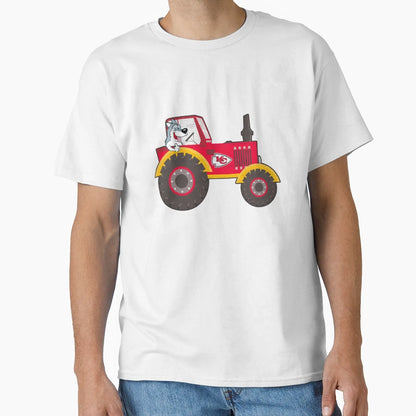 Dog Driving Kansas City Chiefs Tractor T-Shirt - Graphic Print for Adults - T-Shirt, Sweatshirt, Hoodie