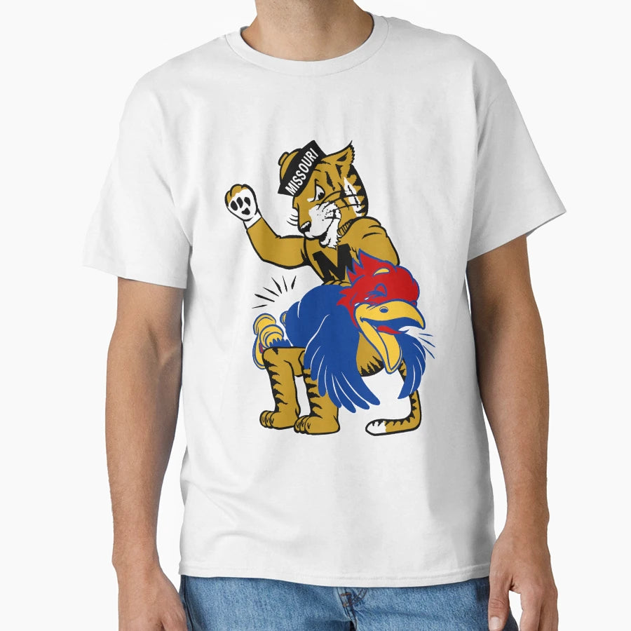 M U Tiger Vs K U Jayhawk Spanking T-Shirt - Aesthetic Graphic Men Women - T-Shirt, Sweatshirt, Hoodie