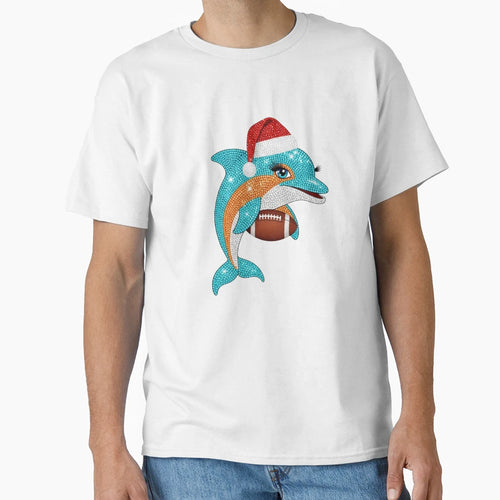 Festive Bling Dolphin Football T-Shirt - Casual Everyday Wear Men Women - T-Shirt, Sweatshirt, Hoodie
