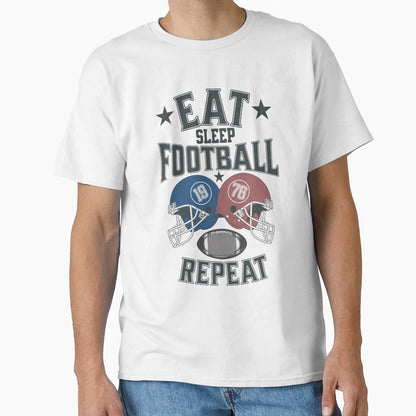 Eat Sleep Football Repeat Game Day Fan T-Shirt - Graphic Print for Adults - T-Shirt, Sweatshirt, Hoodie