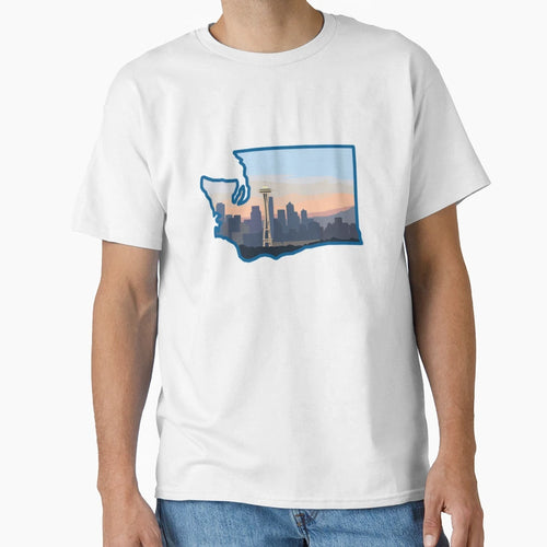 Seattle Skyline Washington State T-Shirt - Unique Graphic Men Women - T-Shirt, Sweatshirt, Hoodie