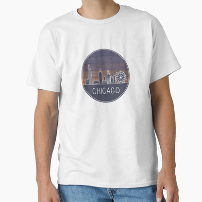 Chicago Skyline Sunset T-Shirt - Graphic Print Men Women - T-Shirt, Sweatshirt, Hoodie