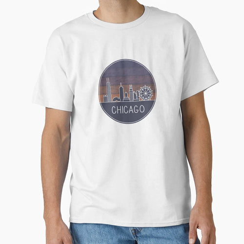 Chicago Skyline Sunset T-Shirt - Graphic Print Men Women - T-Shirt, Sweatshirt, Hoodie