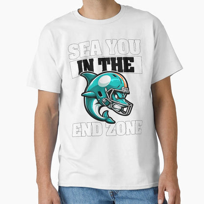 See You End Zone Football Dolphins Gift T-Shirt - Trendy Graphic for Adults - T-Shirt, Sweatshirt, Hoodie