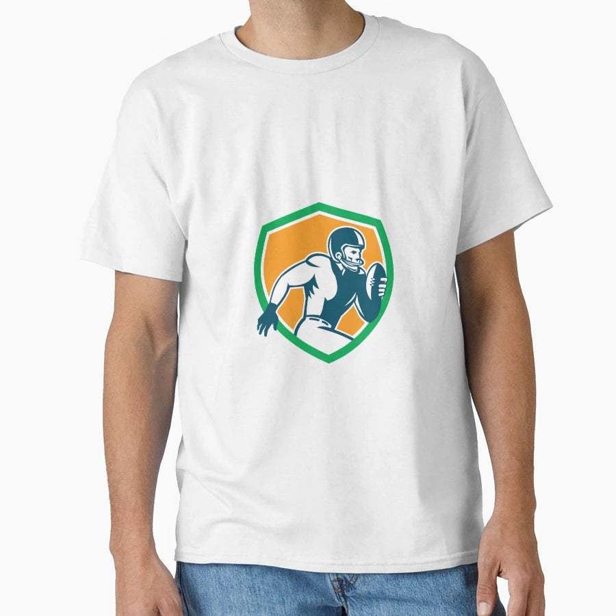 American Football Player Running Shield T-Shirt - Graphic Print Men Women - T-Shirt, Sweatshirt, Hoodie