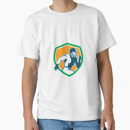 American Football Player Running Shield T-Shirt - Graphic Print Men Women - T-Shirt, Sweatshirt, Hoodie