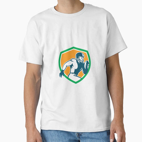 American Football Player Running Shield T-Shirt - Graphic Print Men Women - T-Shirt, Sweatshirt, Hoodie