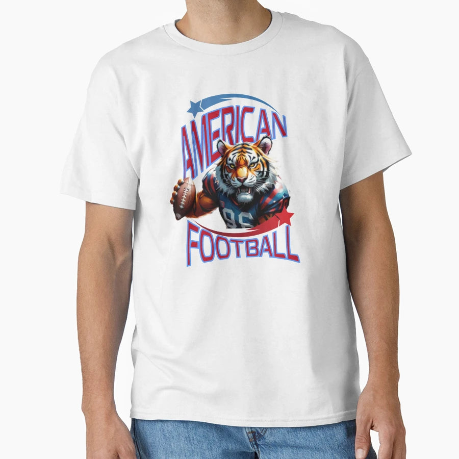 Tiger Playing American Football T-Shirt - Minimalist Print Men Women - T-Shirt, Sweatshirt, Hoodie