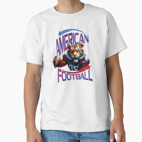Tiger Playing American Football T-Shirt - Minimalist Print Men Women - T-Shirt, Sweatshirt, Hoodie