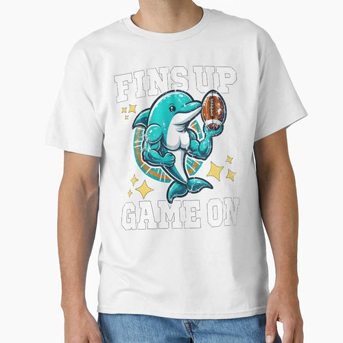 Fins Up Game Football Dolphins Gift T-Shirt - Novelty Apparel for Adults - T-Shirt, Sweatshirt, Hoodie