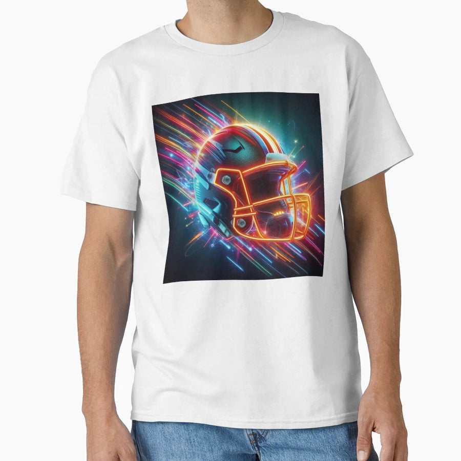 Explosive Neon Football Helmet T-Shirt - Aesthetic Graphic Men Women - T-Shirt, Sweatshirt, Hoodie